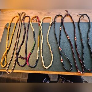 Set of 8 boho stretchy multi-colored beaded necklaces